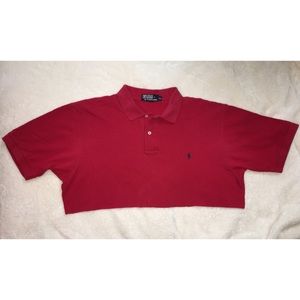 Vintage Ralph Lauren Polo raw hem crop top shirt